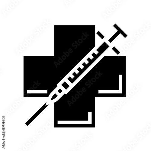 medical cros immunizations syringe glyph icon vector illustration
