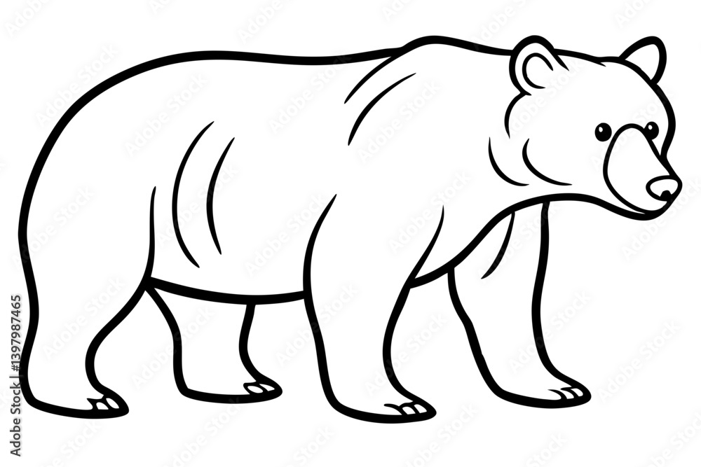 Fototapeta premium Minimalist Bear Line Art on White Background
