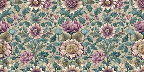 Elegant floral pattern design featuring muted colors and intricate details.
