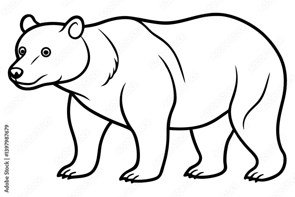 Naklejka premium Minimalist Bear Line Art on White Background