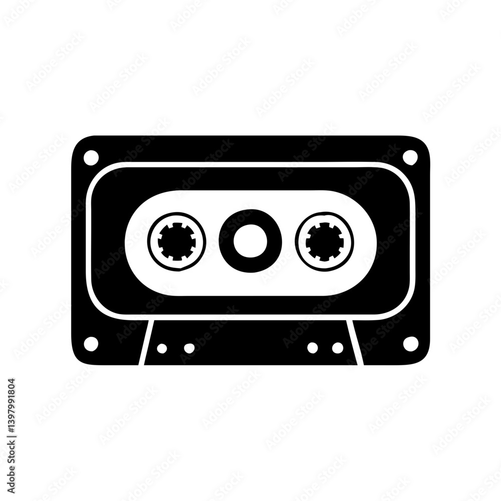 Obraz premium cassette tape icon, cassette tape silhouette vector illustration-simple silhouette illustration of cassette tape, perfect for cassette tape logos and icons