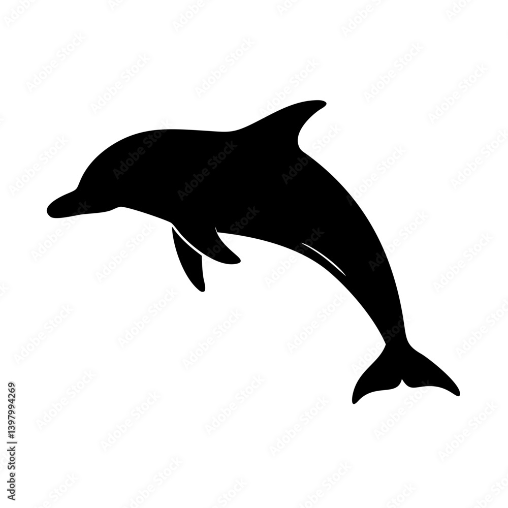 Naklejka premium dolphin icon, dolphin silhouette vector illustration-simple silhouette illustration of dolphin, perfect for dolphin logos and icons