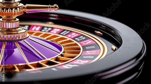 Close-up of a luxurious roulette wheel with vibrant colors and details
