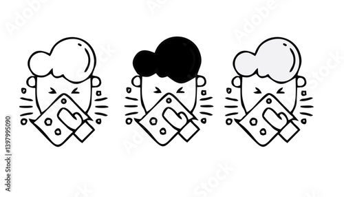 Allergy and symptoms line black icons set. Dermatological, infectious disease. Food intolerance, poisoning. Flu, influenza