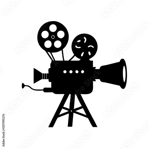 film projector icon, film projector silhouette vector illustration-simple silhouette illustration of film projector, perfect for film projector logos and icons