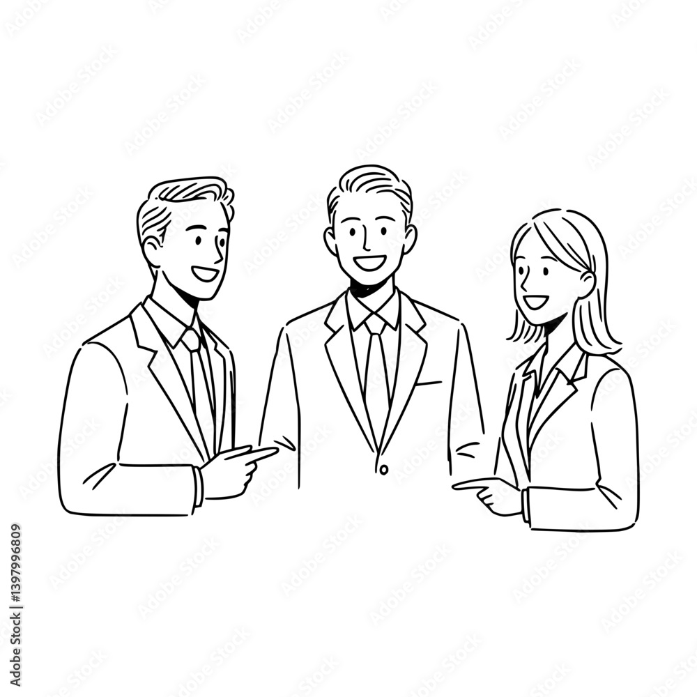 Smiling businesspeople having a discussion in an office Smiling businesspeople having a discussion in an office