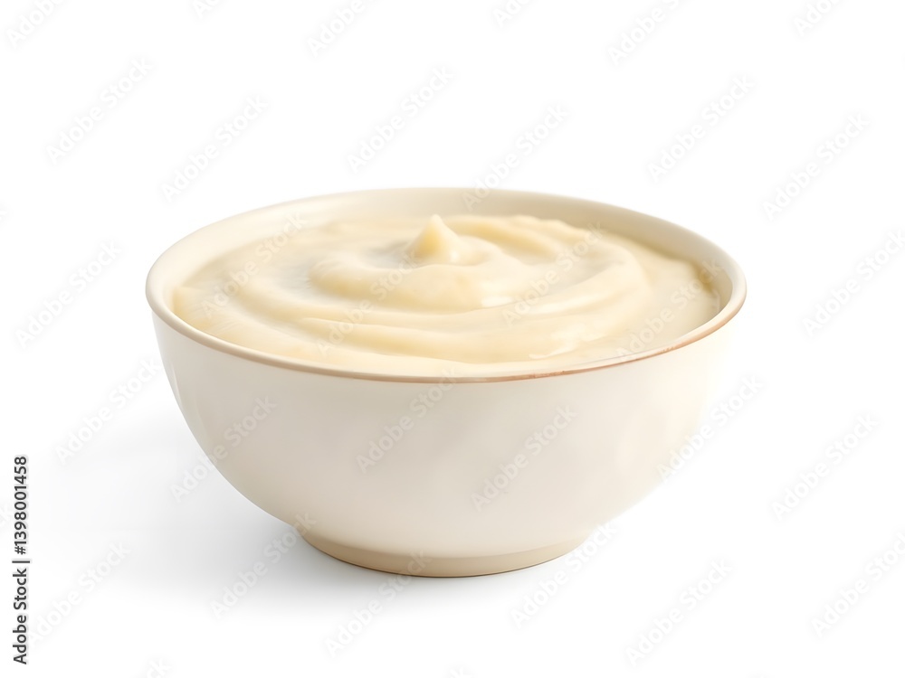 Creamy White Porridge in Bowl on White Background – Isolated Healthy Breakfast Food Photo Creamy White Porridge in Bowl on White Background – Isolated Healthy Breakfast Food Photo