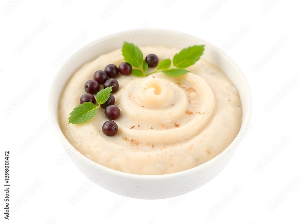Creamy White Porridge in Bowl on White Background – Isolated Healthy Breakfast Food Photo Creamy White Porridge in Bowl on White Background – Isolated Healthy Breakfast Food Photo