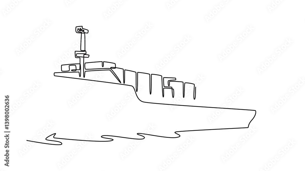 Sea transportation concept. Single line draw design. Full length animation illustration. High quality 4k footage Sea transportation concept. Single line draw design. Full length animation illustration. High quality 4k footage