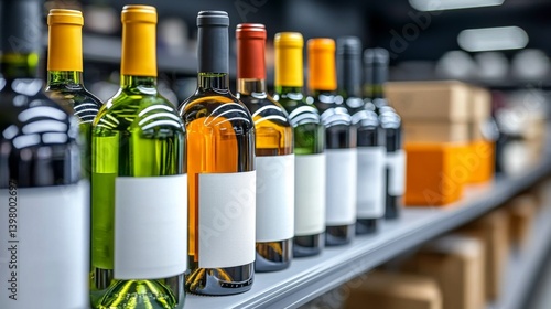A variety of wine bottles displayed on a shelf in a store