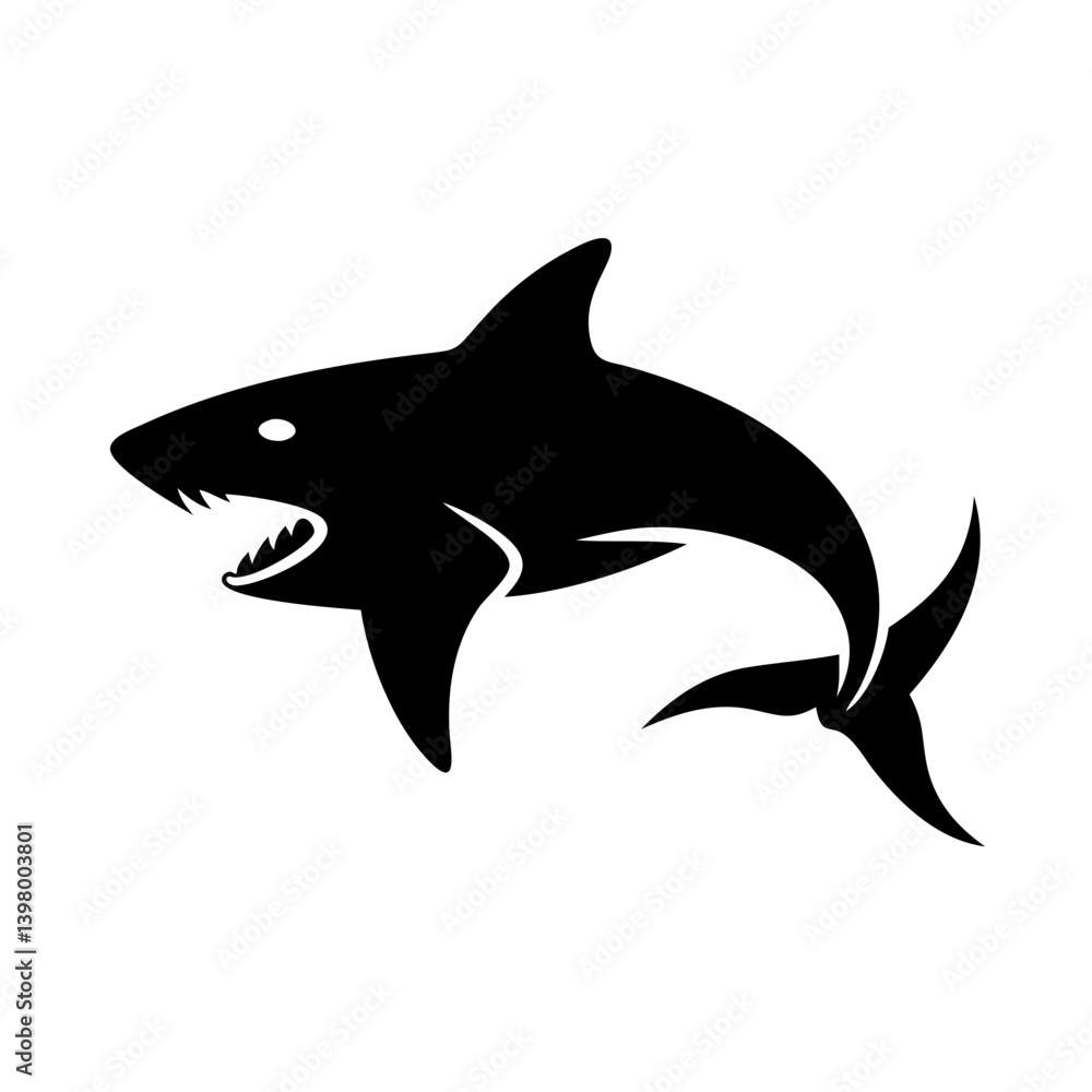 Obraz premium shark icon, shark silhouette vector illustration-simple silhouette illustration of shark, perfect for shark logos and icons