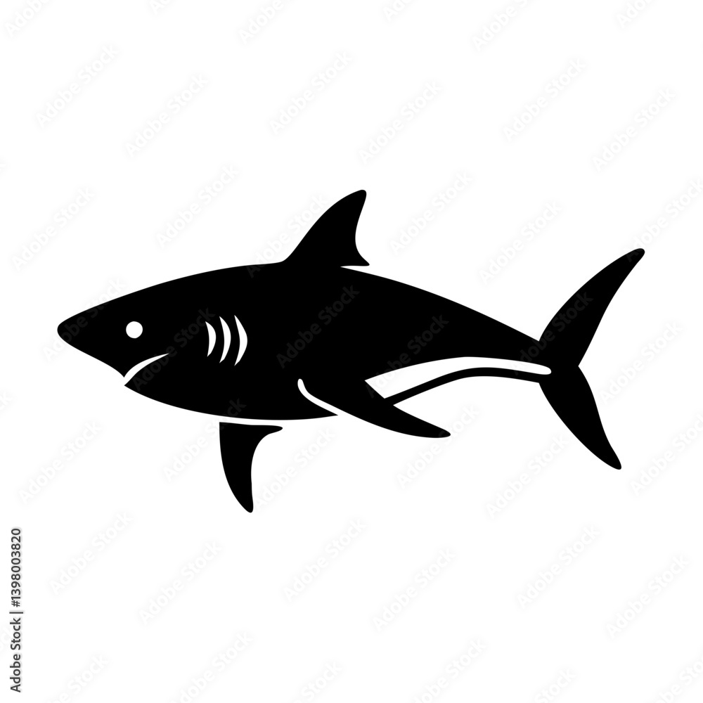 Obraz premium shark icon, shark silhouette vector illustration-simple silhouette illustration of shark, perfect for shark logos and icons