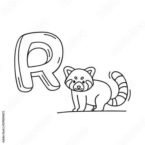 An Illustration of letter R stand for Red panda