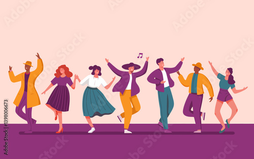 Diverse group of people dancing together, celebration, happy mood, fun activity