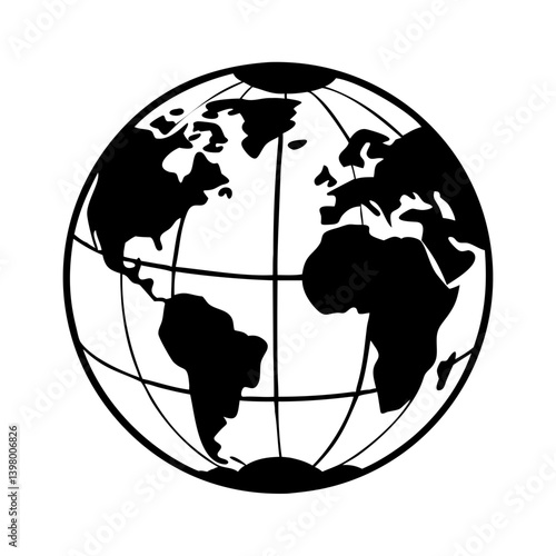 world globe icon, world globe silhouette vector illustration-simple silhouette illustration of world globe, perfect for world globe logos and icons