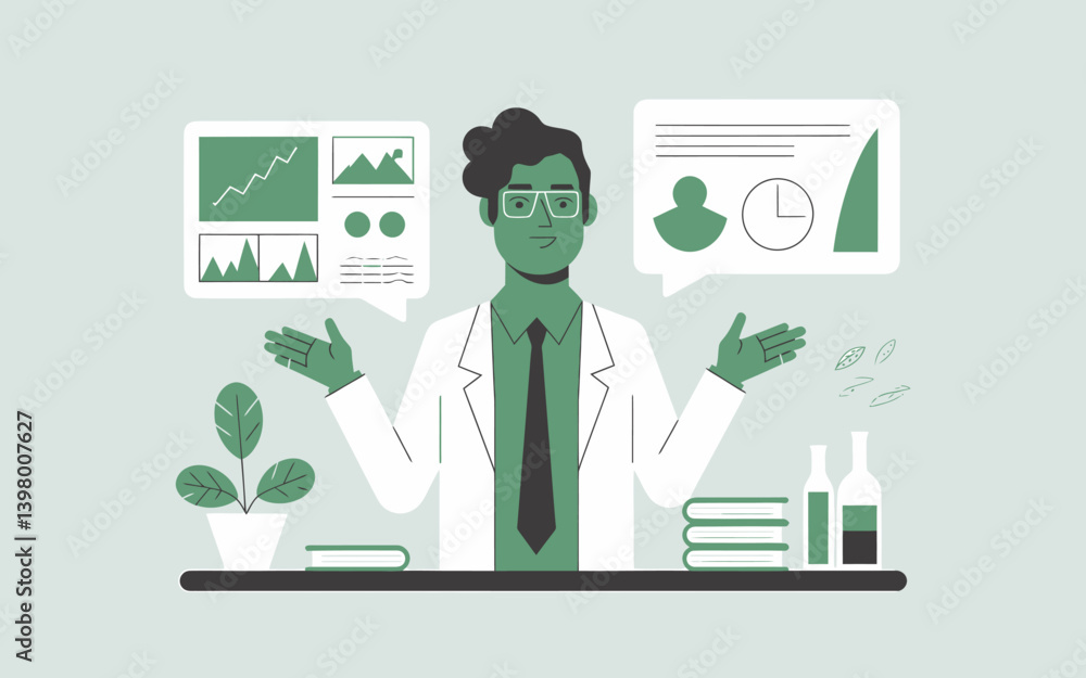 Data Analysis Presentation by Scientist with Chart, Plant and Chemical Research Data Analysis Presentation by Scientist with Chart, Plant and Chemical Research