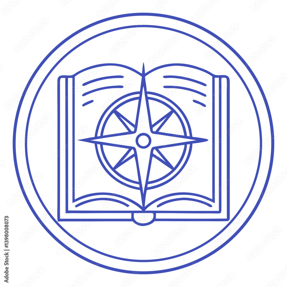 Book with compass – concept of guidance and direction Book with compass – concept of guidance and direction