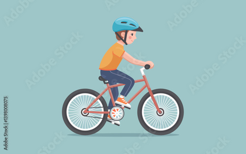 Wallpaper Mural Boy Riding Bicycle Wearing Helmet in Vector Illustration, Safe Cycling Torontodigital.ca