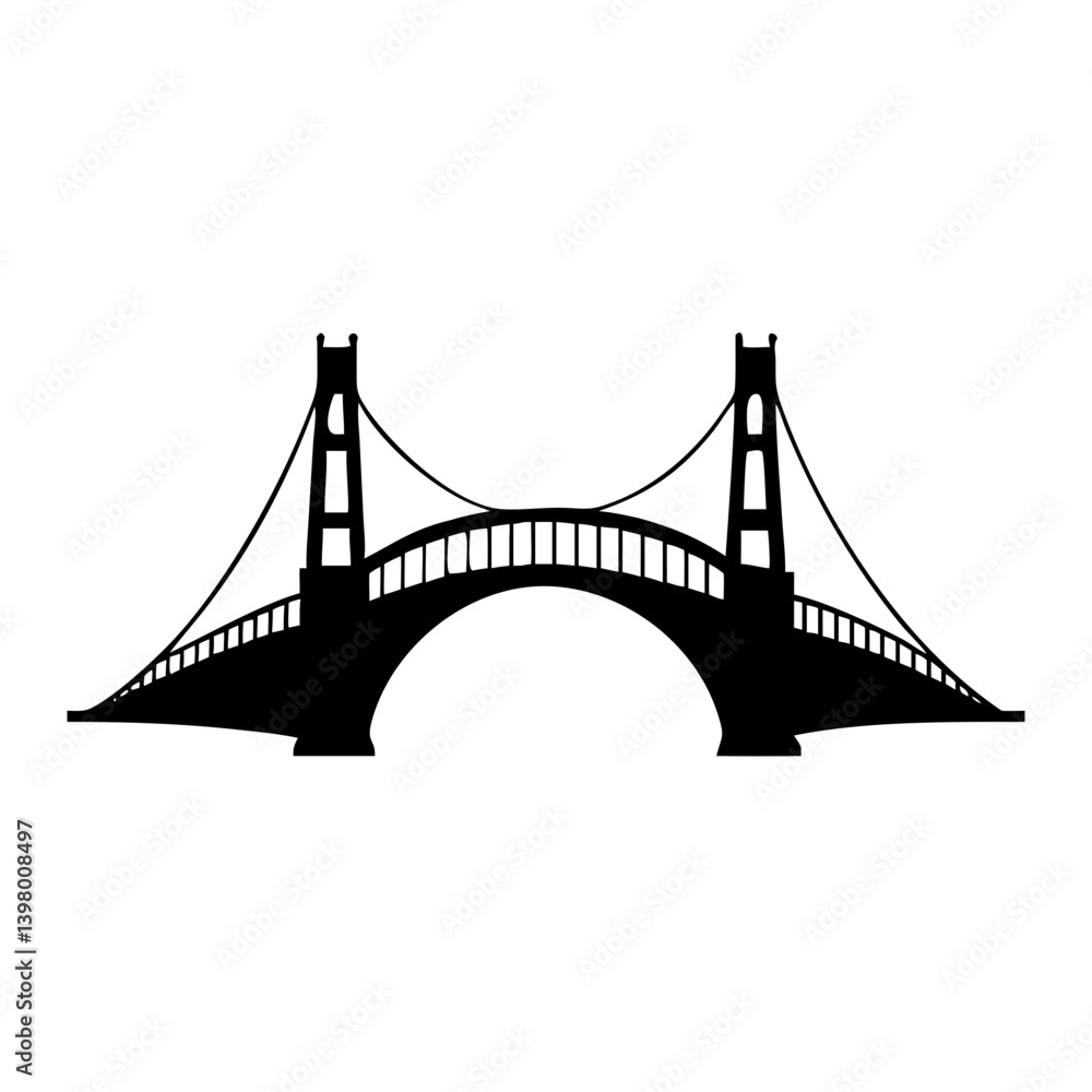 Fototapeta premium bridge icon, bridge silhouette vector illustration-simple silhouette illustration of bridge, perfect for bridge logos and icons