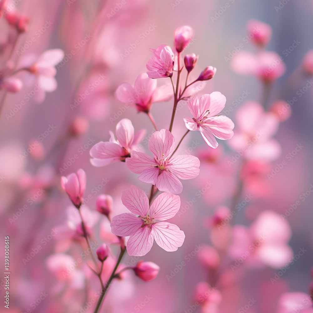 Obraz premium Cherry blossoms bloom in spring in a vibrant garden