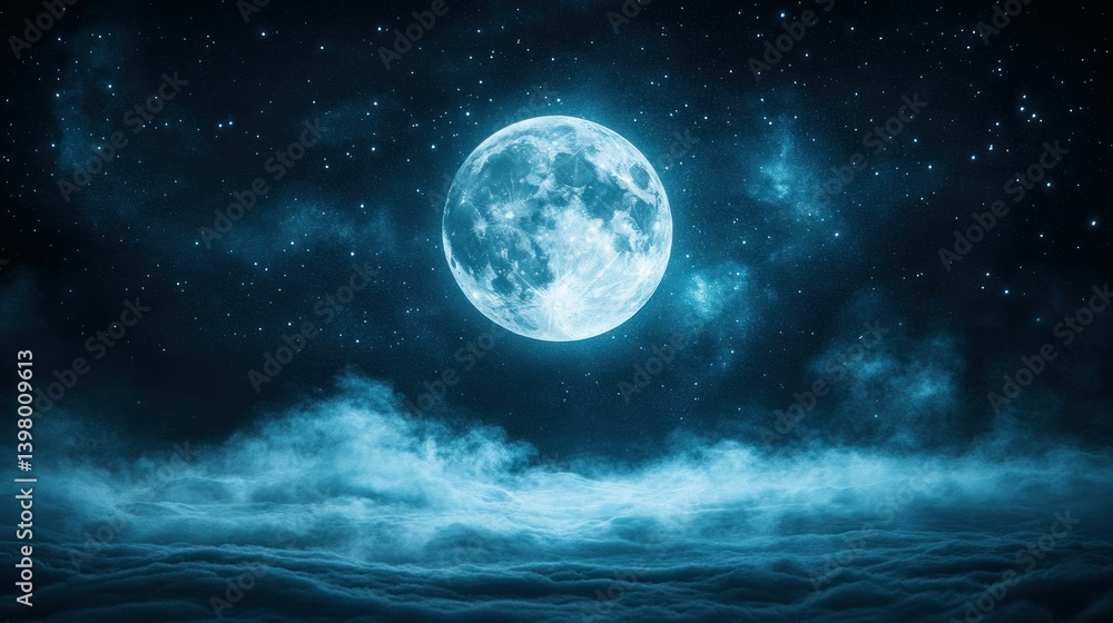 Mystical night sky with moon and clouds Mystical night sky with moon and clouds