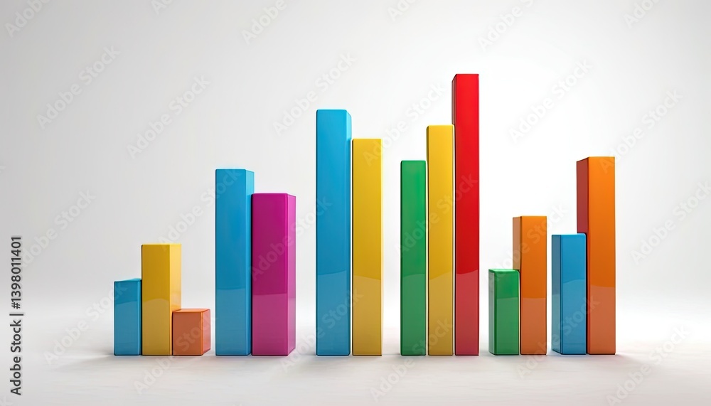 Colorful Bar Chart: A vibrant and dynamic bar chart with colorful bars of varying heights, illustrating data visualization and growth. Colorful Bar Chart: A vibrant and dynamic bar chart with colorful bars of varying heights, illustrating data visualization and growth.