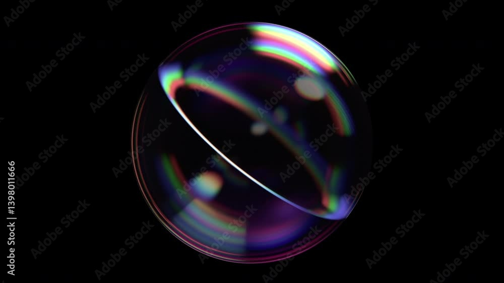 Abstract animation of glass colorful sphere on black background, 4k looping video, 3d render Abstract animation of glass colorful sphere on black background, 4k looping video, 3d render