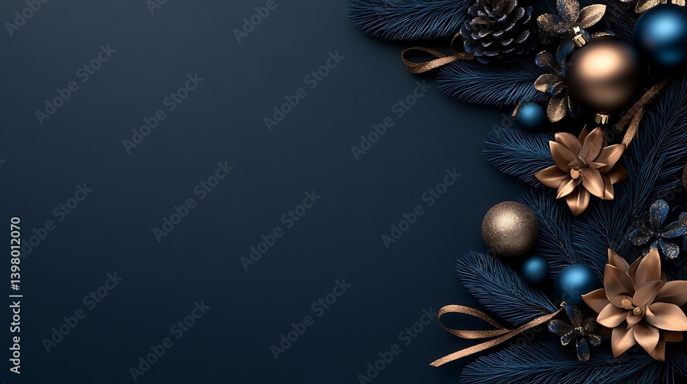 Naklejka premium Midnight Blue Christmas Elegant Festive Design.