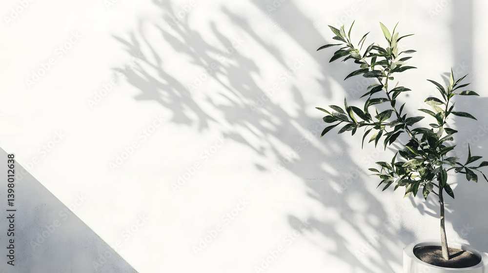 Plant with Shadow on White Wall Plant with Shadow on White Wall