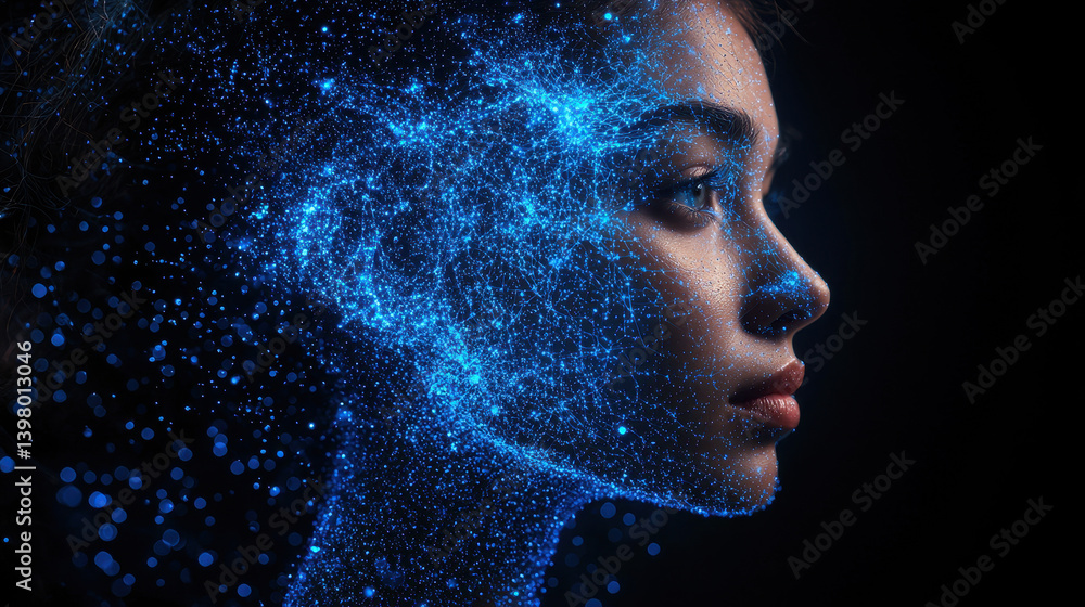 Fototapeta premium Innovative AI 2.0 digital twin concept showcasing connectivity between human and artificial intelligence