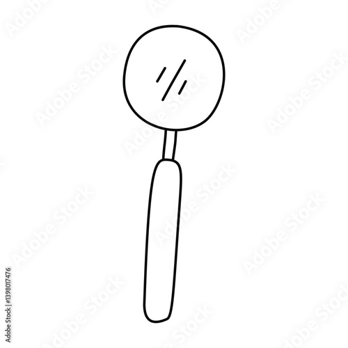 Dental mirror doodle illustration. Isolated on white background