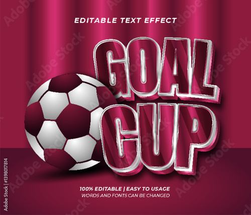 Goal cup text effect in modern 3d style