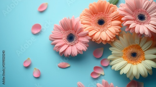 Beautiful pastel-colored flowers on a table, showcasing a variety of delicate blooms