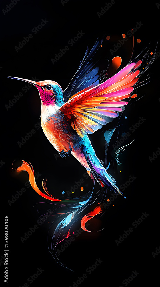 Fototapeta premium Colorful Hummingbird in Flight
