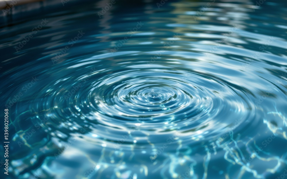 A serene pool surface showcasing circular ripples and reflections of light A serene pool surface showcasing circular ripples and reflections of light