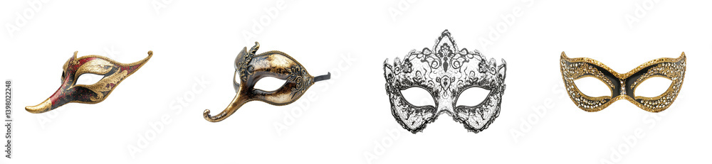 Masquerade masks displayed gallery. Cut out png set Masquerade masks displayed gallery. Cut out png set