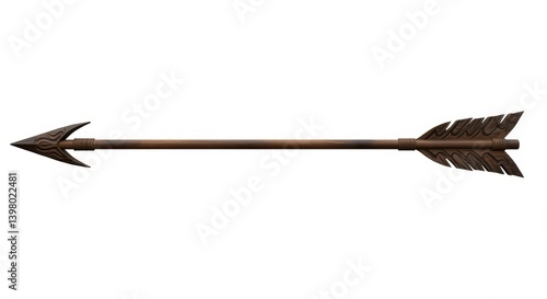 Isolated Arrow with Wooden Shaft and Point Detailed Design Element