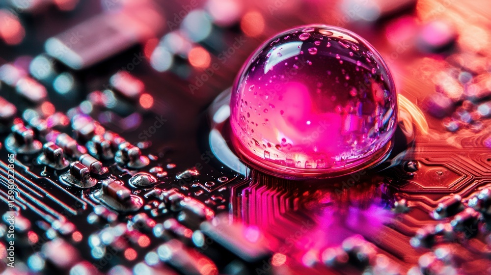 Fototapeta premium Crystalline Sphere on Circuit Board: A Futuristic Technological Vision