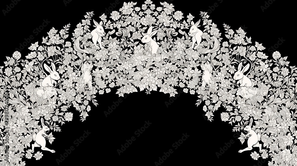 Floral Arch with Rabbits Floral Arch with Rabbits