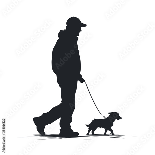 Man walking with dog silhouette
