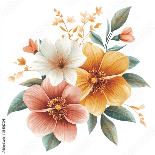 bouquet of flowers on white