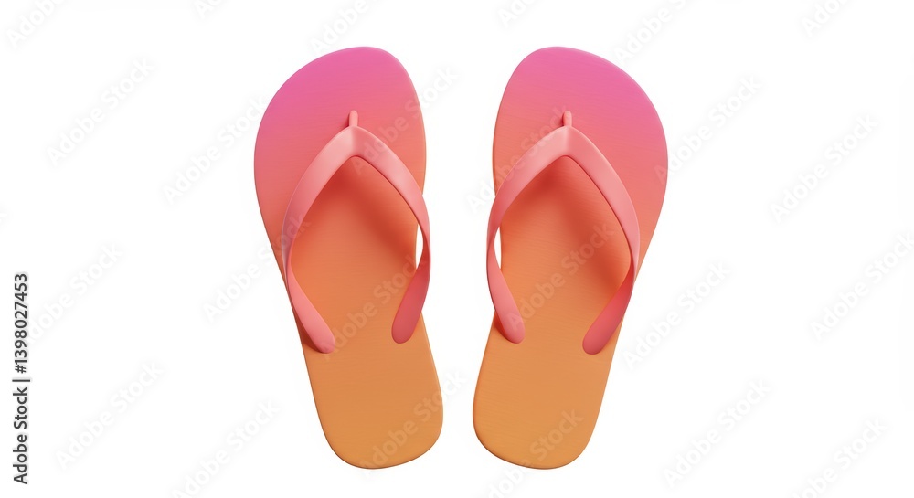 Pink and Orange Flip Flops Isolated on White for Summer Vacation Pink and Orange Flip Flops Isolated on White for Summer Vacation