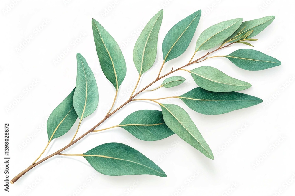 Obraz premium Fresh eucalyptus sprig isolated on a white background