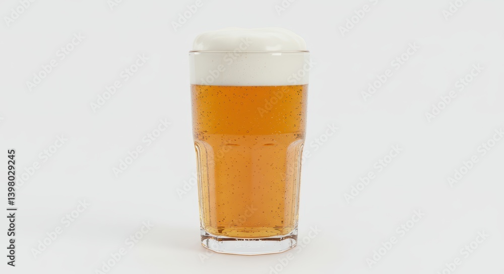 Refreshing Beer Glass with Golden Liquid and Creamy Foam Head Refreshing Beer Glass with Golden Liquid and Creamy Foam Head