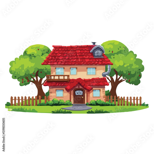 House with trees vector
