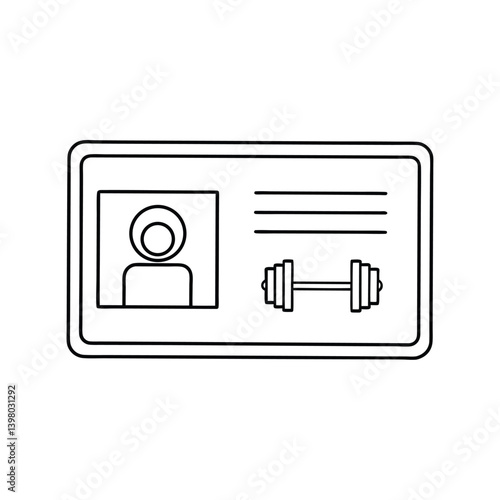 Gym Membership Card Illustration Outline Fitness Center Access Pass Design Vector