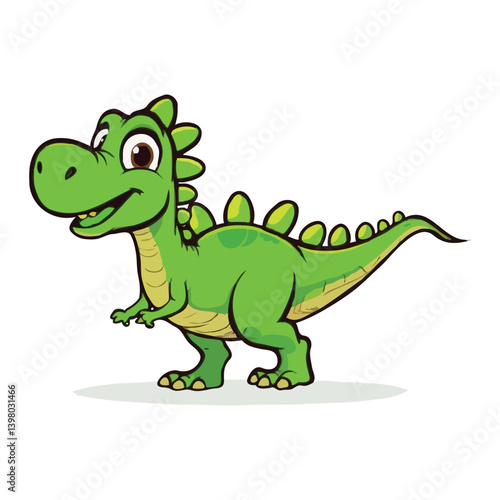 A cute green dinosaur with a fun smile