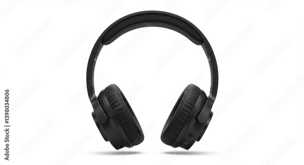 Fototapeta premium Wireless Headphones in Black Studio Shot for Music Listening and Relaxation