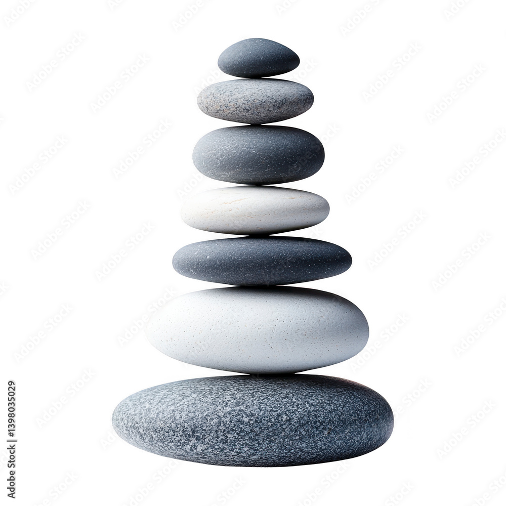 stack of smooth, balanced stones in varying shades of gray and white creates calming and harmonious visual. stones are arranged in vertical tower, symbolizing balance and tranquility stack of smooth, balanced stones in varying shades of gray and white creates calming and harmonious visual. stones are arranged in vertical tower, symbolizing balance and tranquility