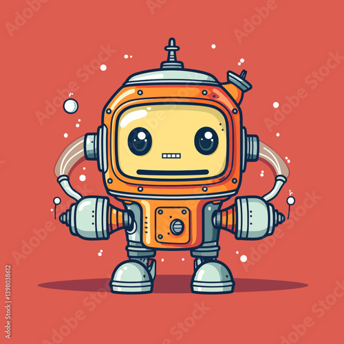 Robotic gas isolated red background 